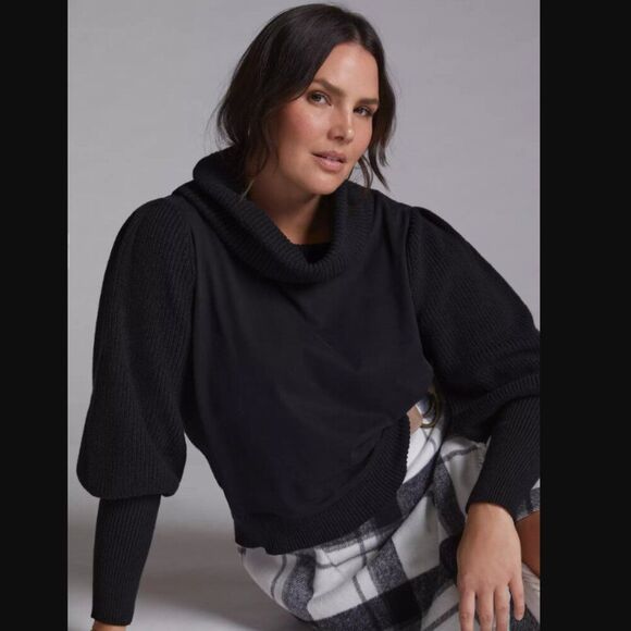 NWT Anthropologie Dolan Left Coast Black Cowl Neck Pullover Sweater 3X Gift - Picture 12 of 12